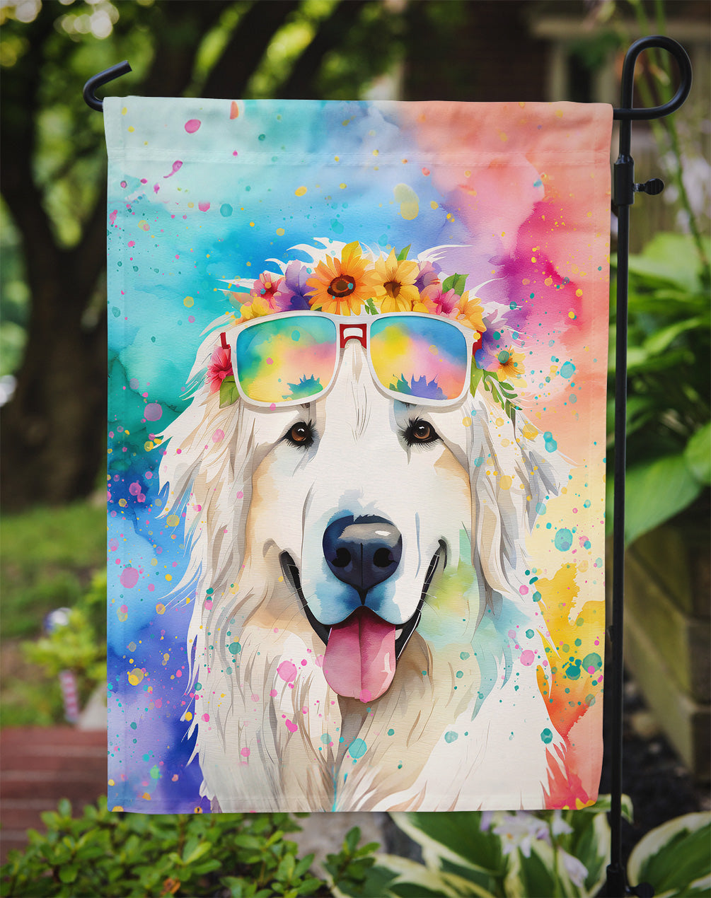 Great Pyrenees Hippie Dawg Garden Flag