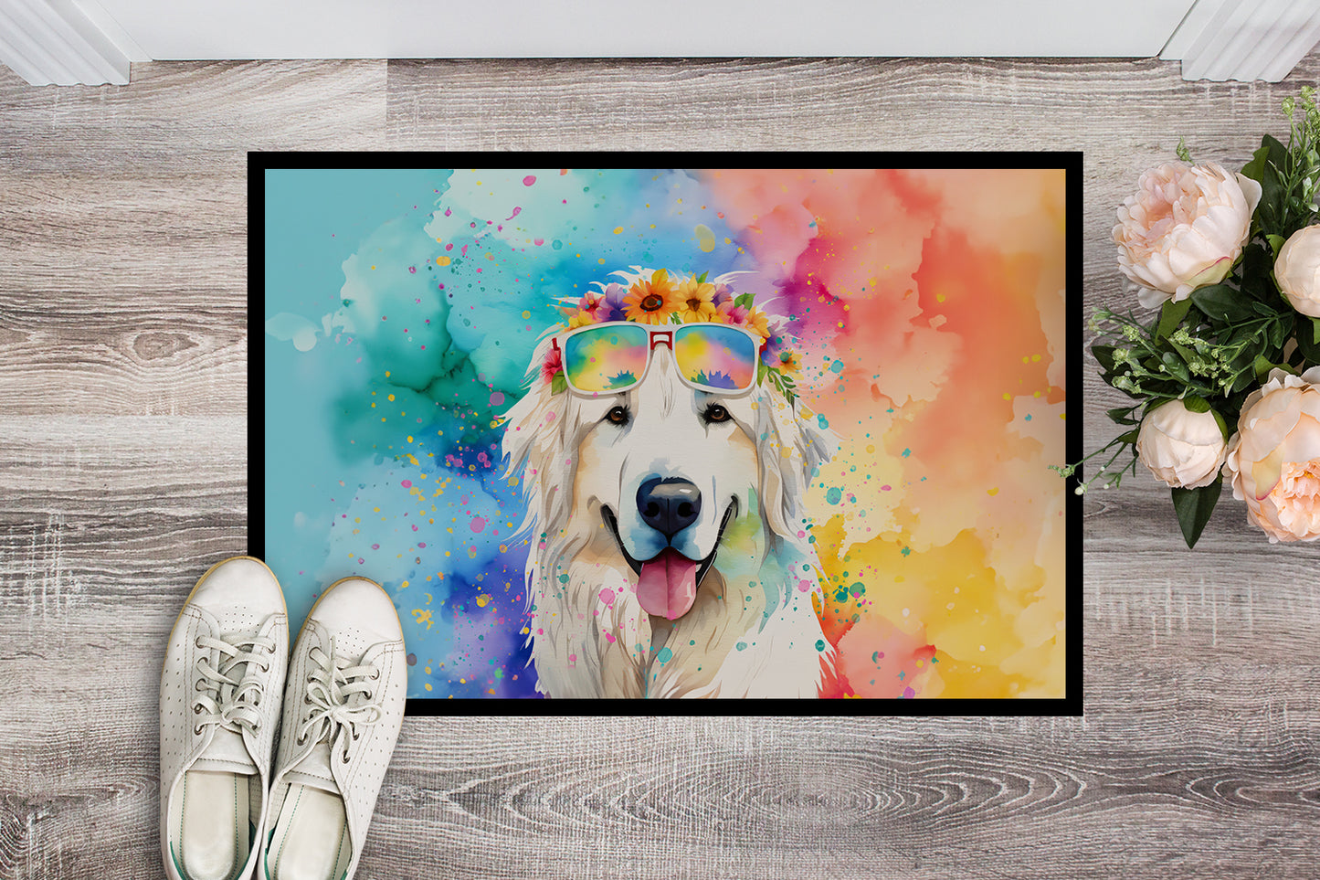 Great Pyrenees Hippie Dawg Doormat