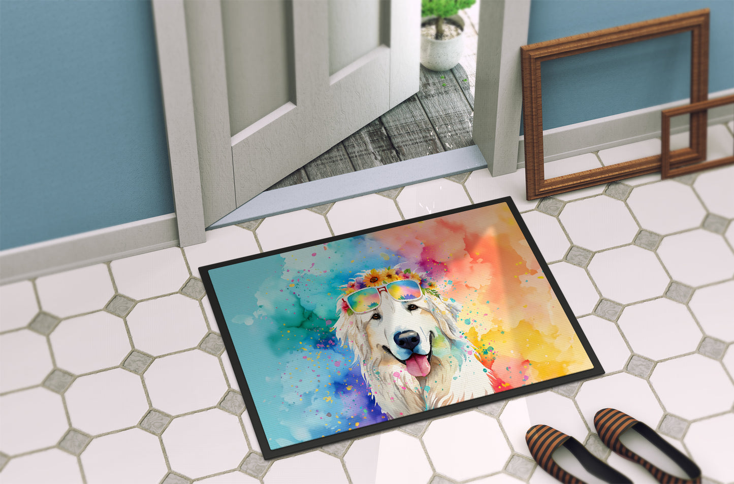 Great Pyrenees Hippie Dawg Doormat