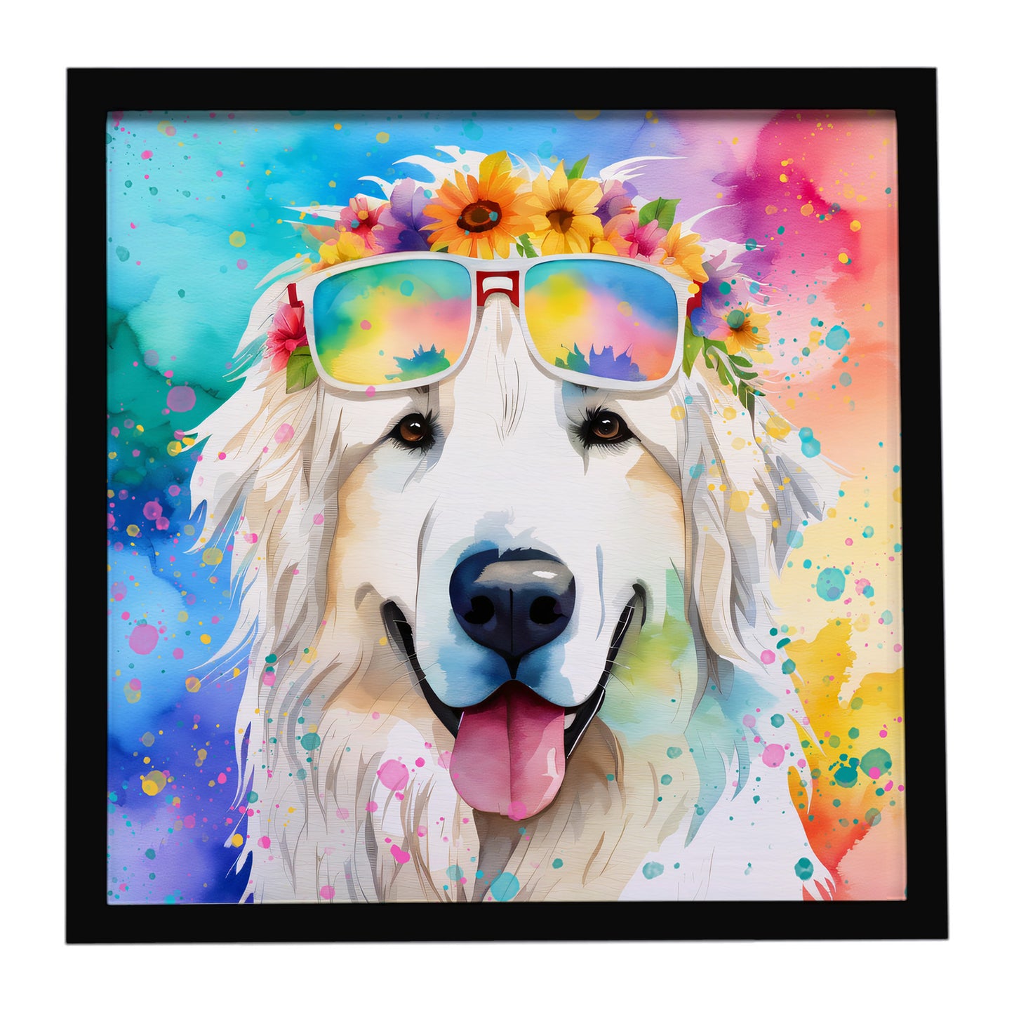 Buy this Great Pyrenees Hippie Dawg Framed Metal Print