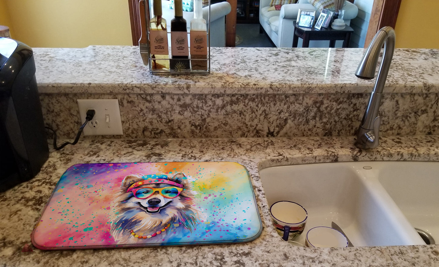 Keeshond Hippie Dawg Dish Drying Mat