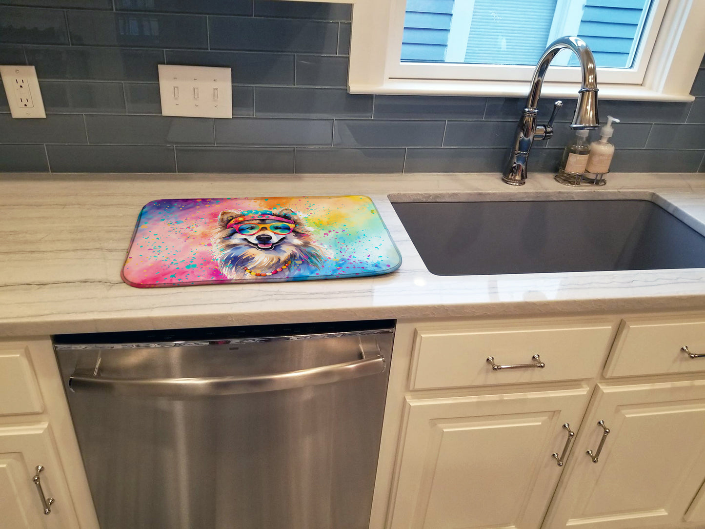 Keeshond Hippie Dawg Dish Drying Mat