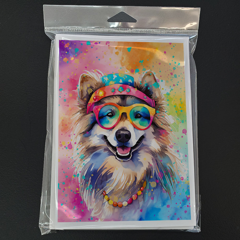 Keeshond Hippie Dawg Greeting Cards Pack of 8