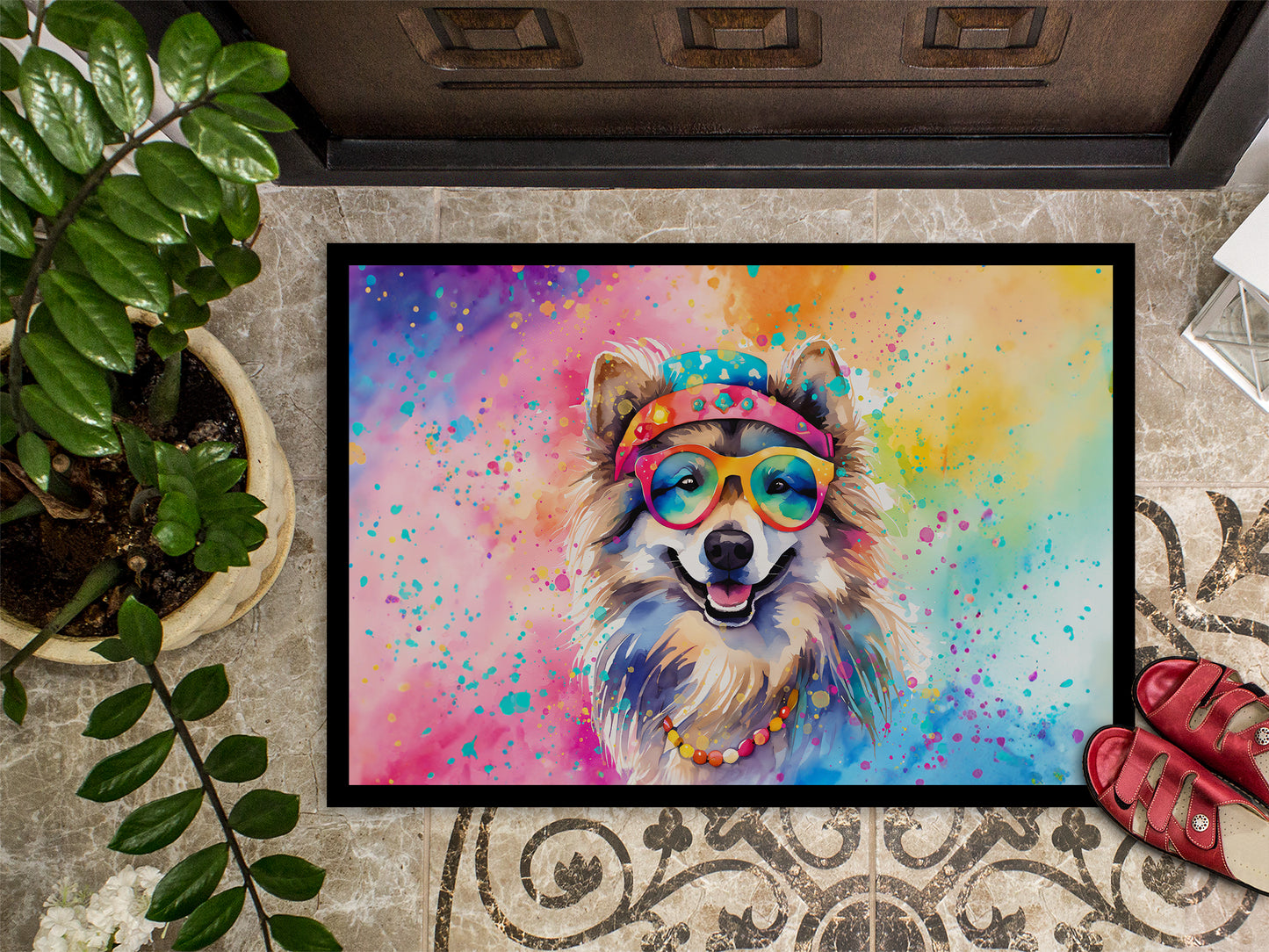 Keeshond Hippie Dawg Doormat