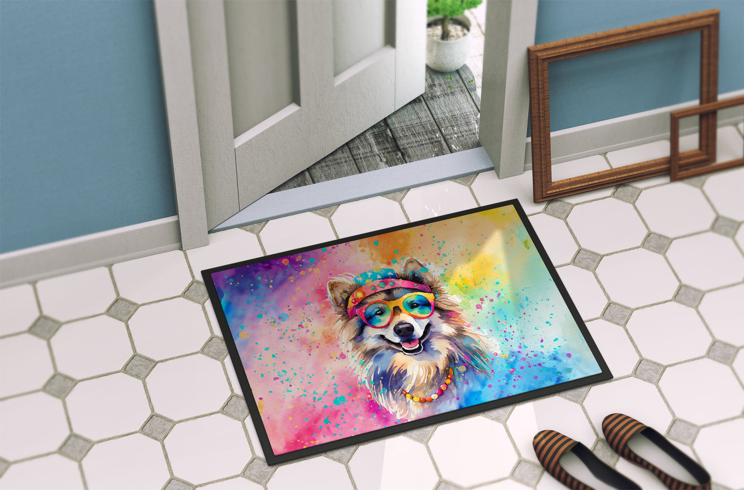 Keeshond Hippie Dawg Doormat