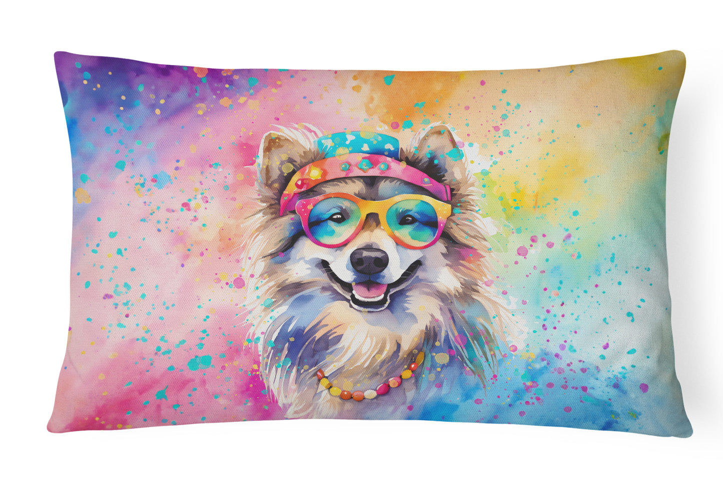 Buy this Keeshond Hippie Dawg Throw Pillow