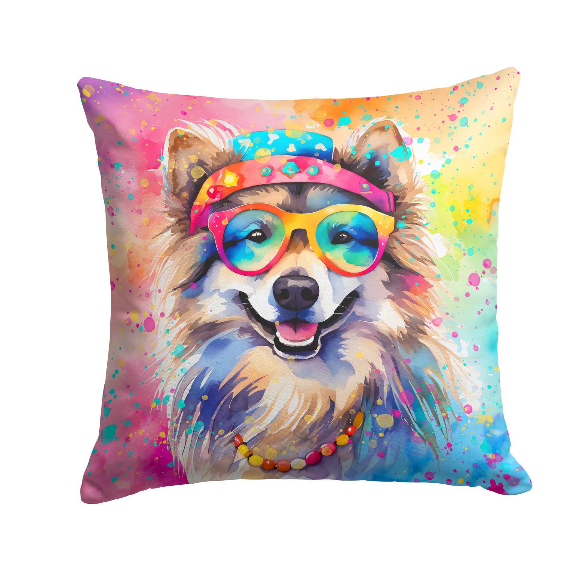 Buy this Keeshond Hippie Dawg Throw Pillow