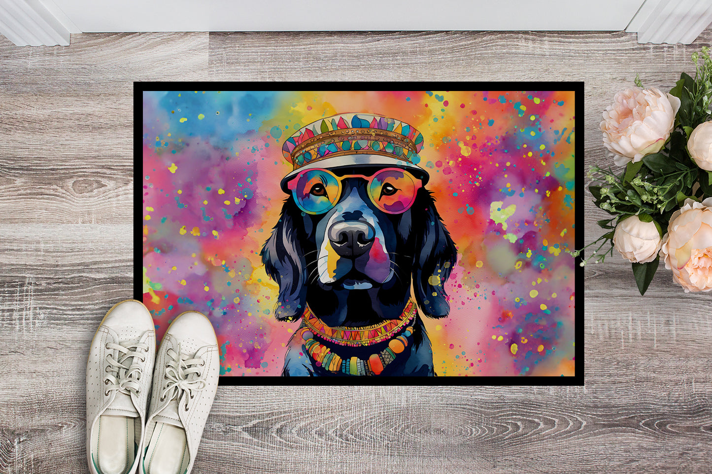 Black Labrador Hippie Dawg Doormat