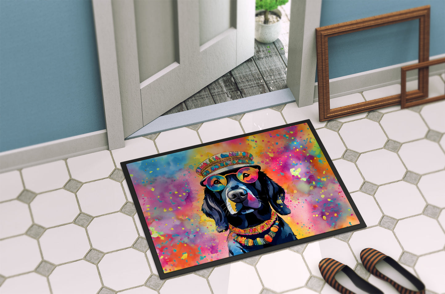 Black Labrador Hippie Dawg Doormat