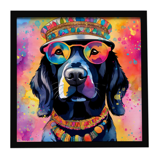 Buy this Black Labrador Hippie Dawg Framed Metal Print