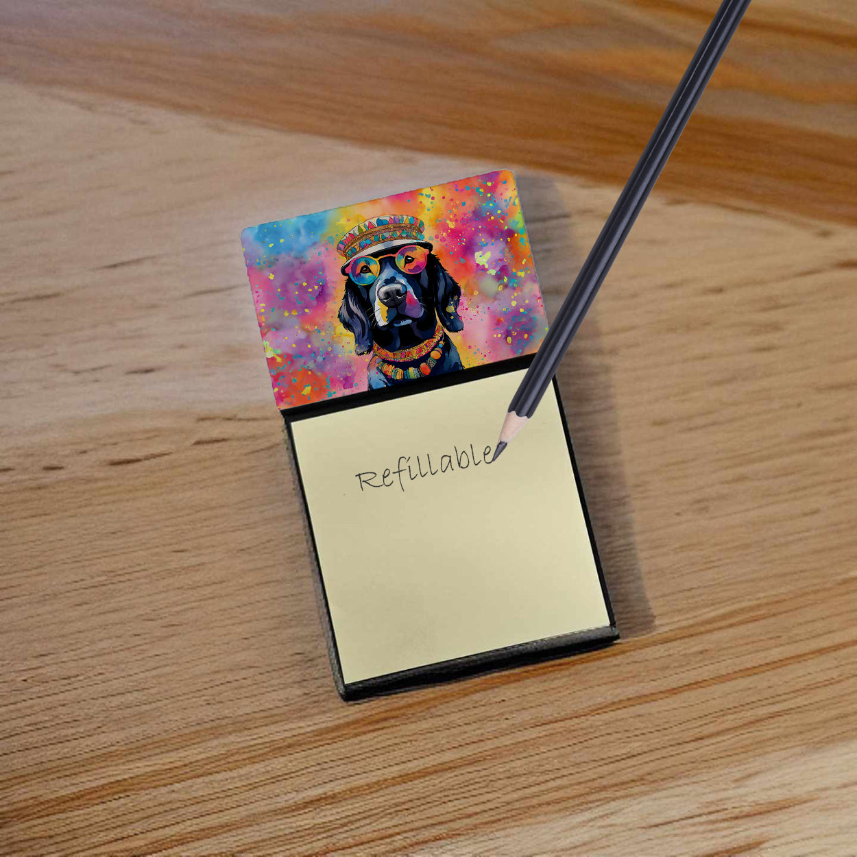 Black Labrador Hippie Dawg Sticky Note Holder