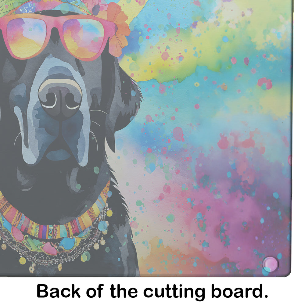 Black Labrador Hippie Dawg Glass Cutting Board