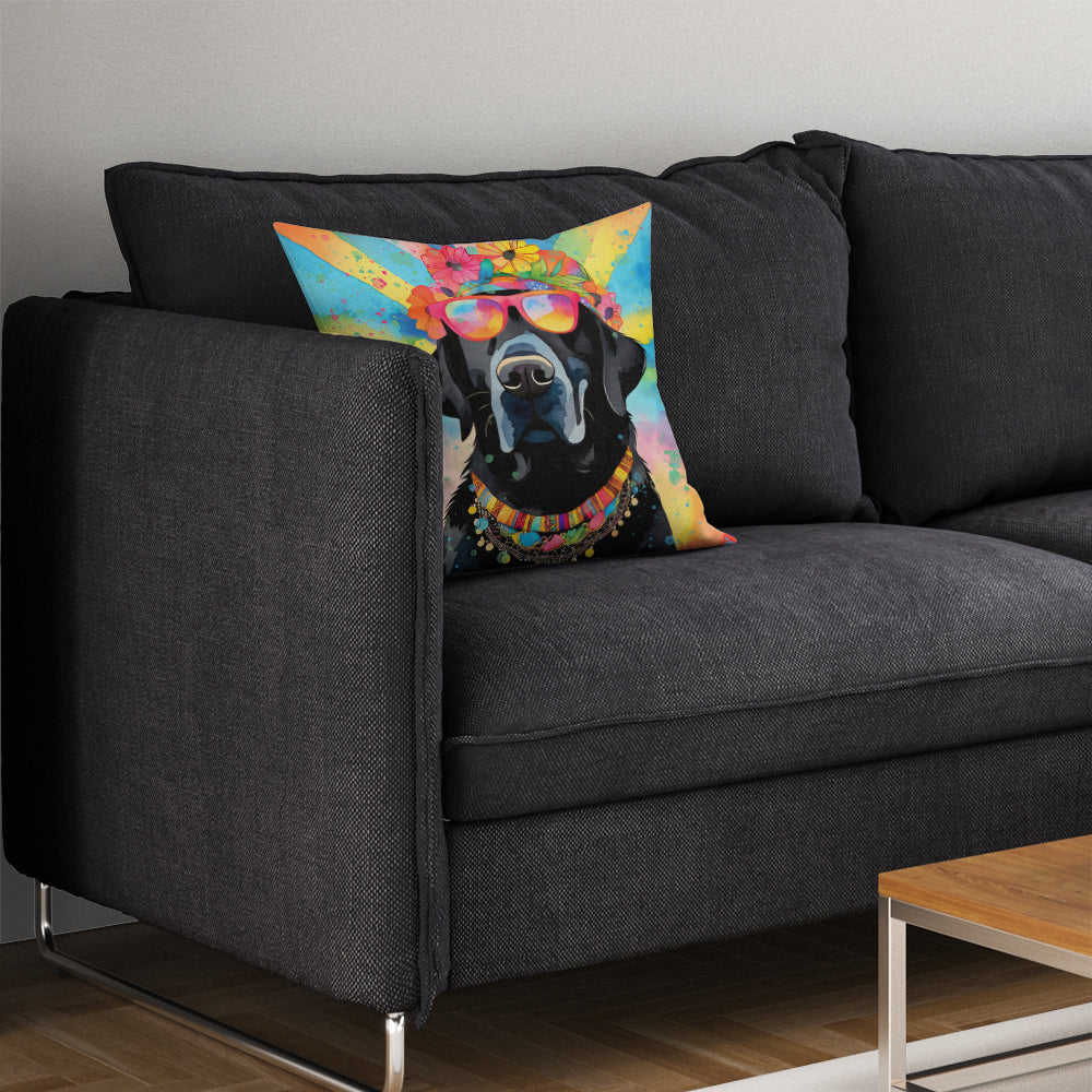 Black Labrador Hippie Dawg Throw Pillow