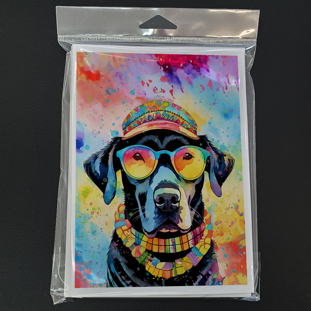 Black Labrador Hippie Dawg Greeting Cards Pack of 8