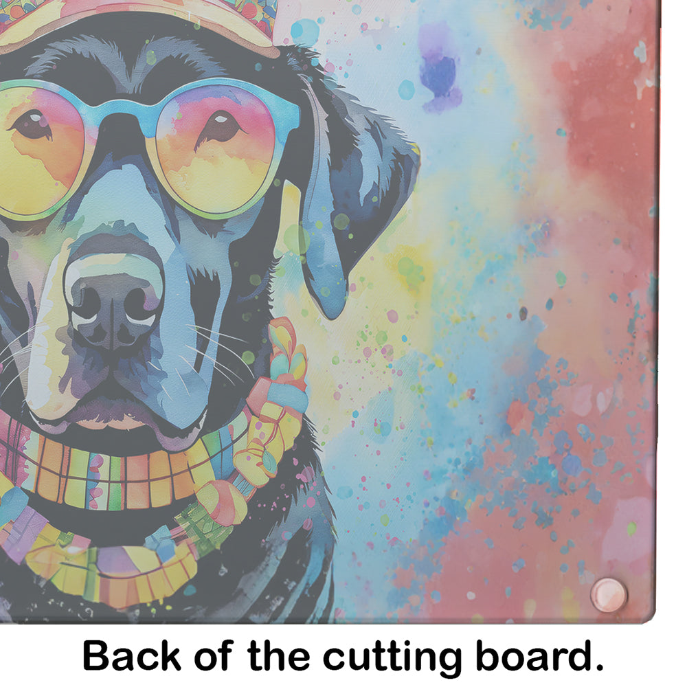 Black Labrador Hippie Dawg Glass Cutting Board