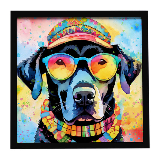 Buy this Black Labrador Hippie Dawg Framed Metal Print