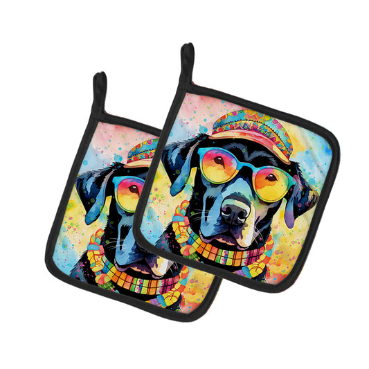 Buy this Black Labrador Hippie Dawg Pair of Pot Holders