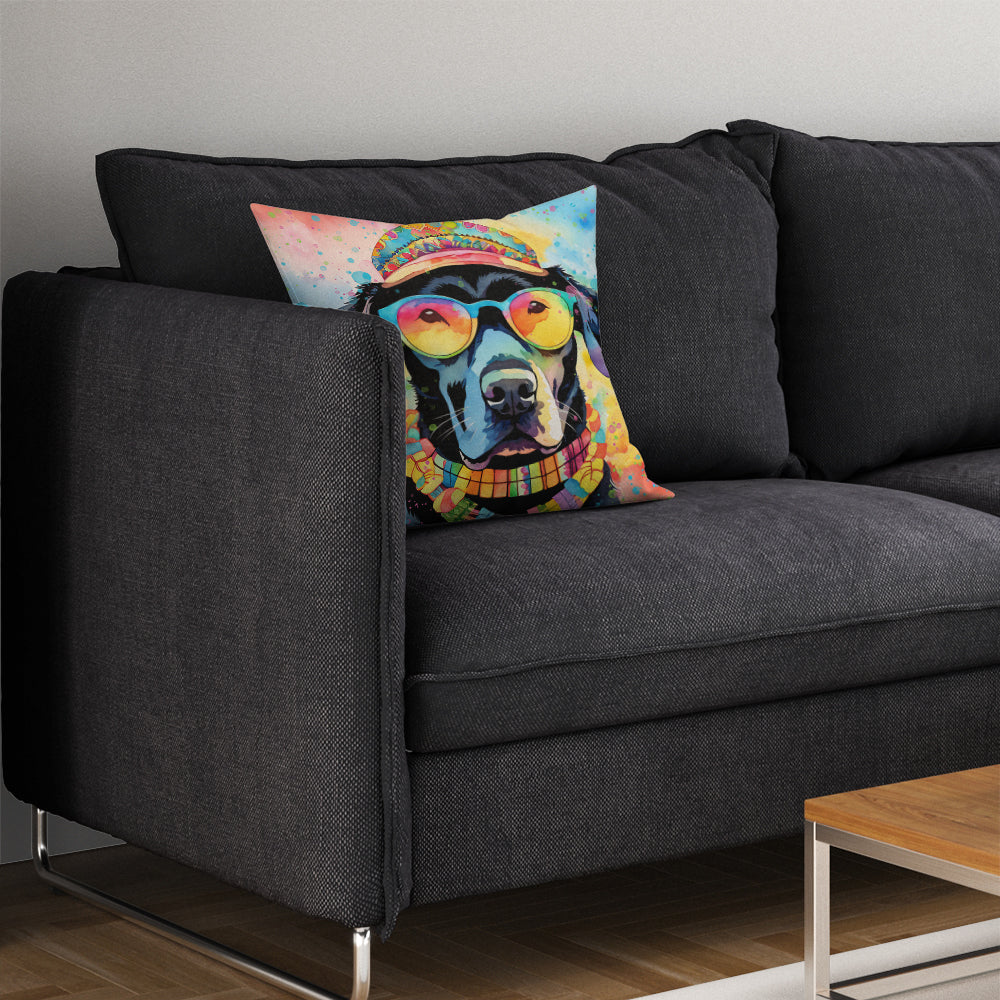 Black Labrador Hippie Dawg Throw Pillow