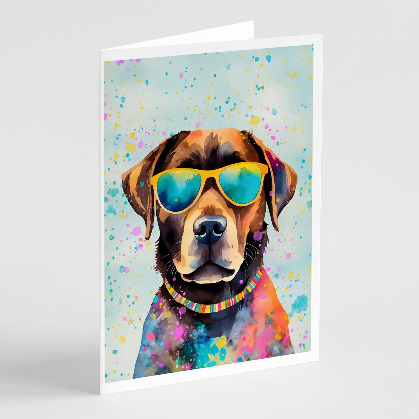 Buy this Chocolate Labrador Hippie Dawg Greeting Cards Pack of 8