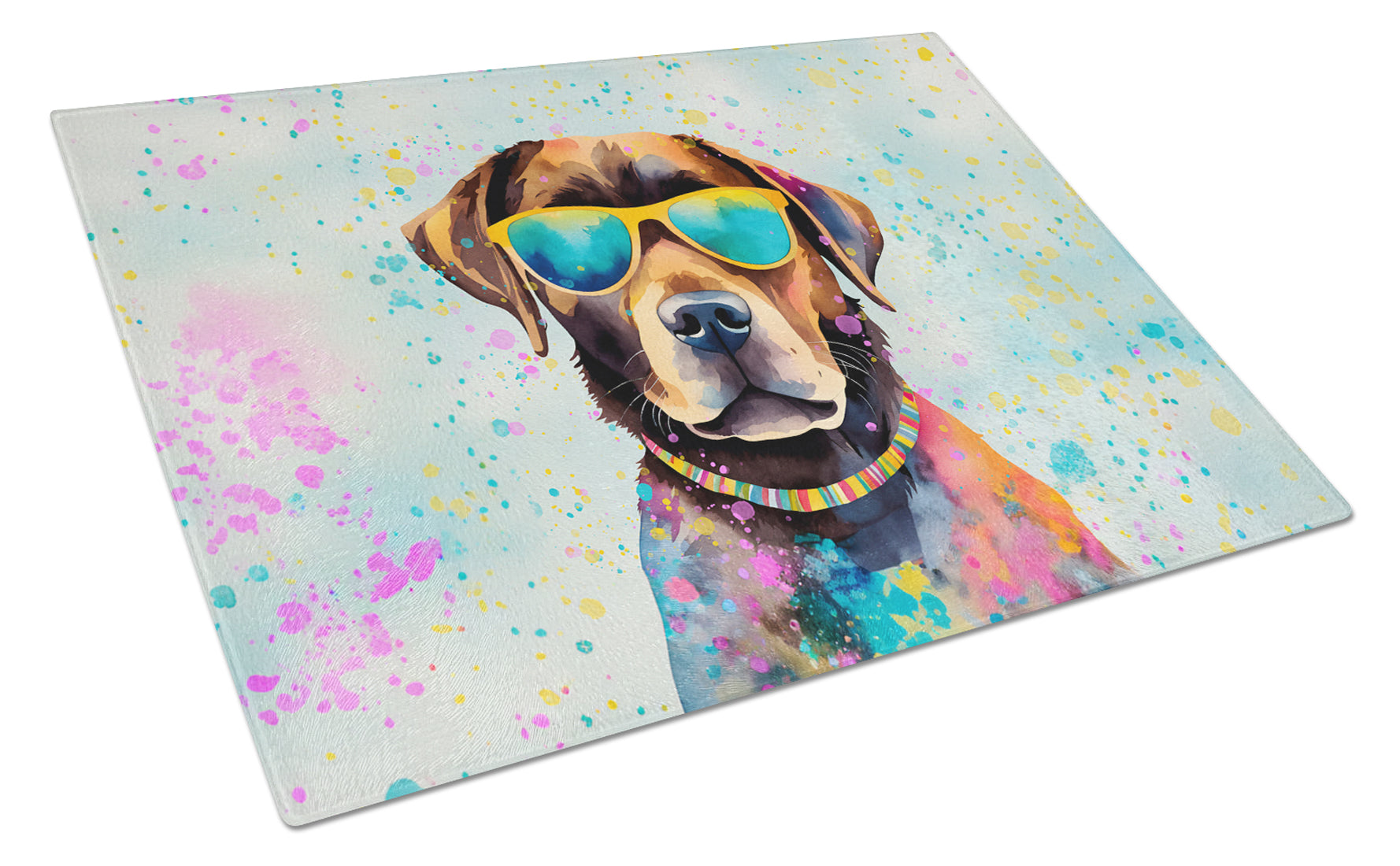 Buy this Chocolate Labrador Hippie Dawg Glass Cutting Board