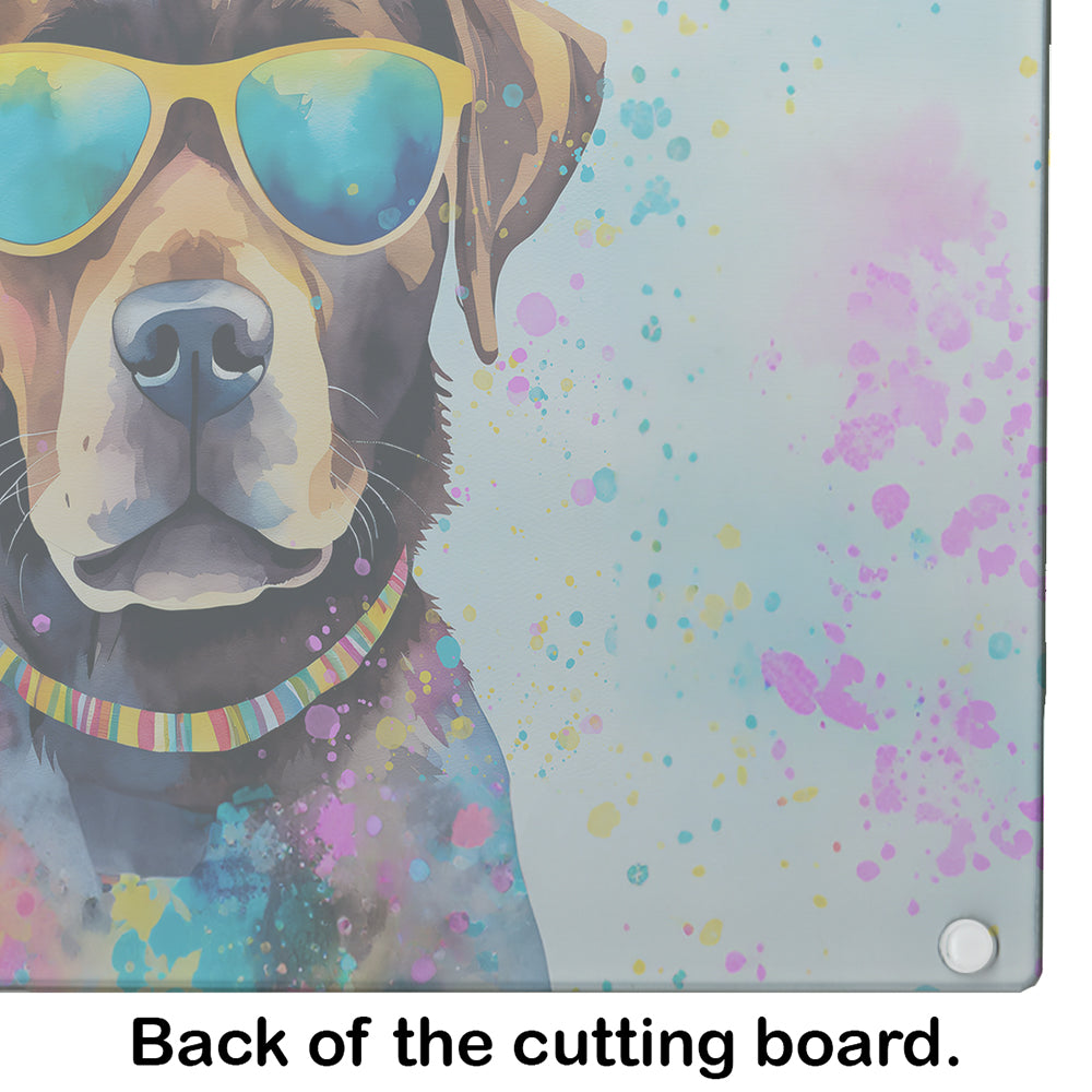 Chocolate Labrador Hippie Dawg Glass Cutting Board