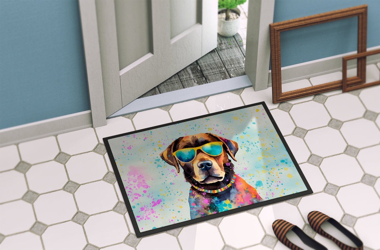 Chocolate Labrador Hippie Dawg Doormat