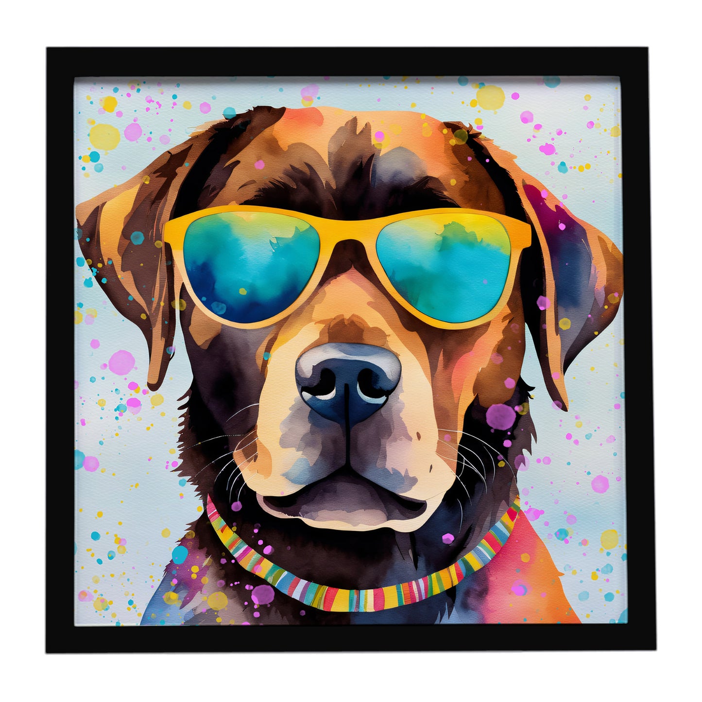 Buy this Chocolate Labrador Hippie Dawg Framed Metal Print
