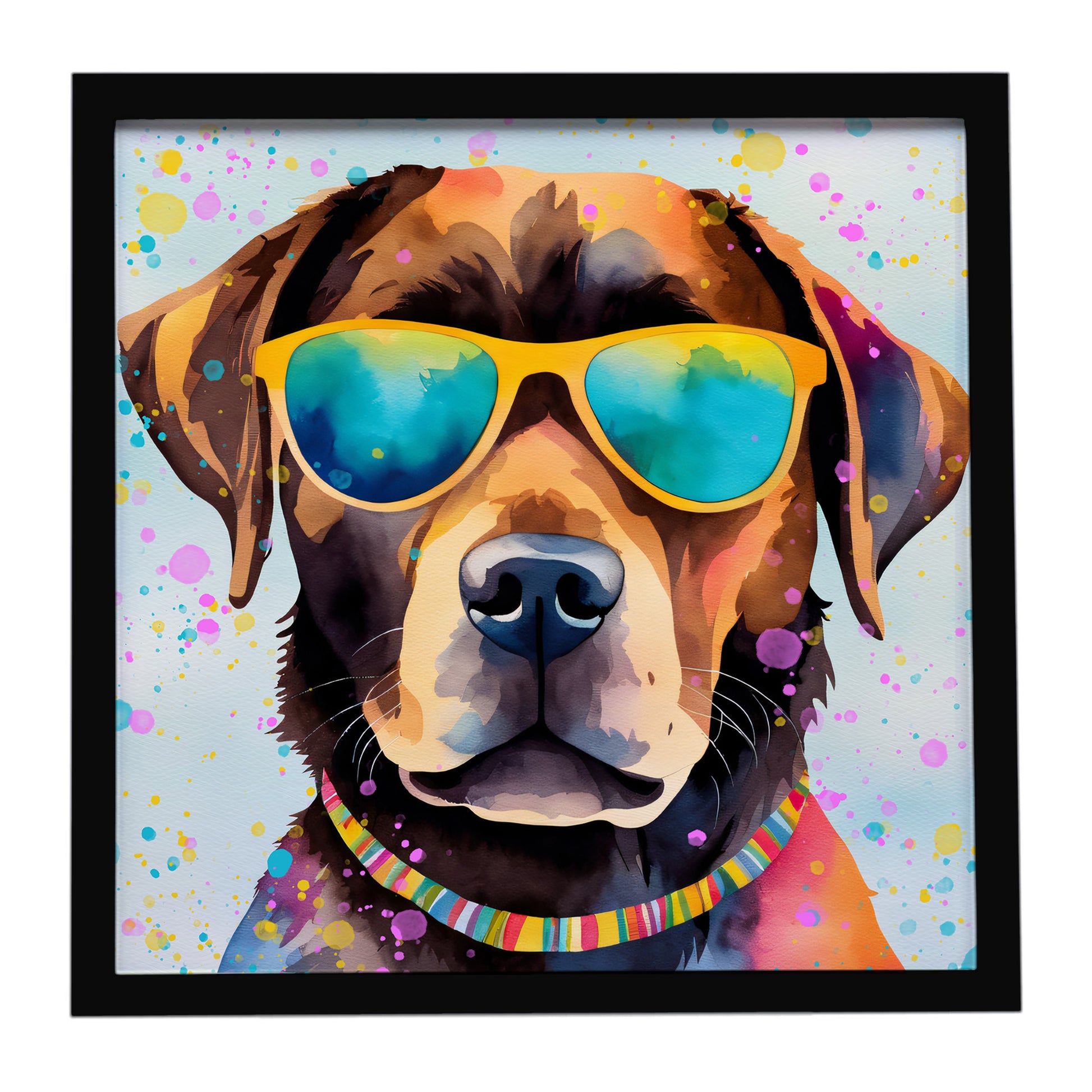 Buy this Chocolate Labrador Hippie Dawg Framed Metal Print