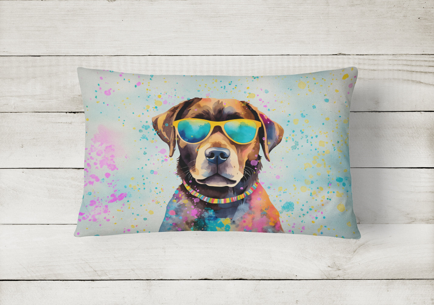 Chocolate Labrador Hippie Dawg Throw Pillow