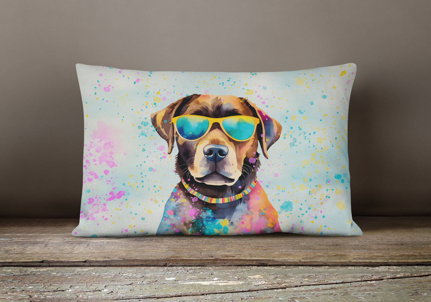 Chocolate Labrador Hippie Dawg Throw Pillow