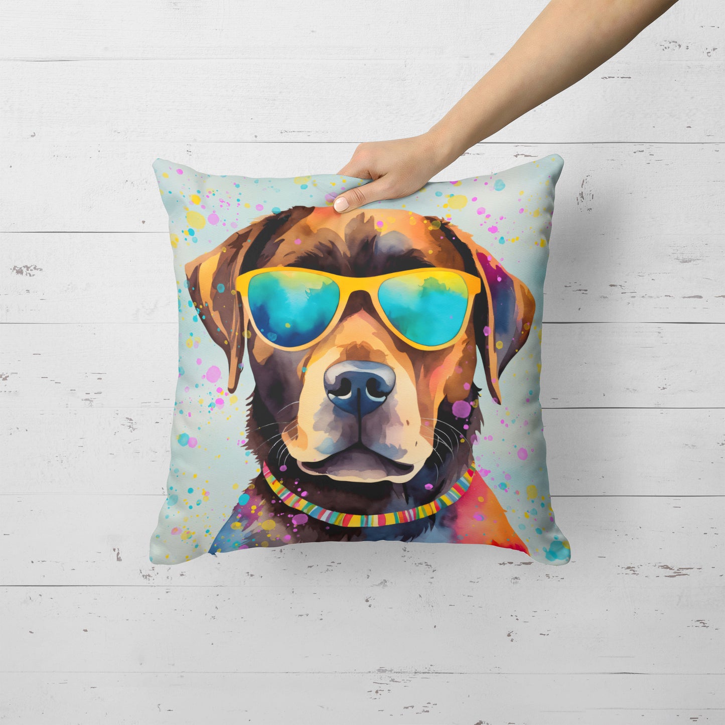 Chocolate Labrador Hippie Dawg Throw Pillow