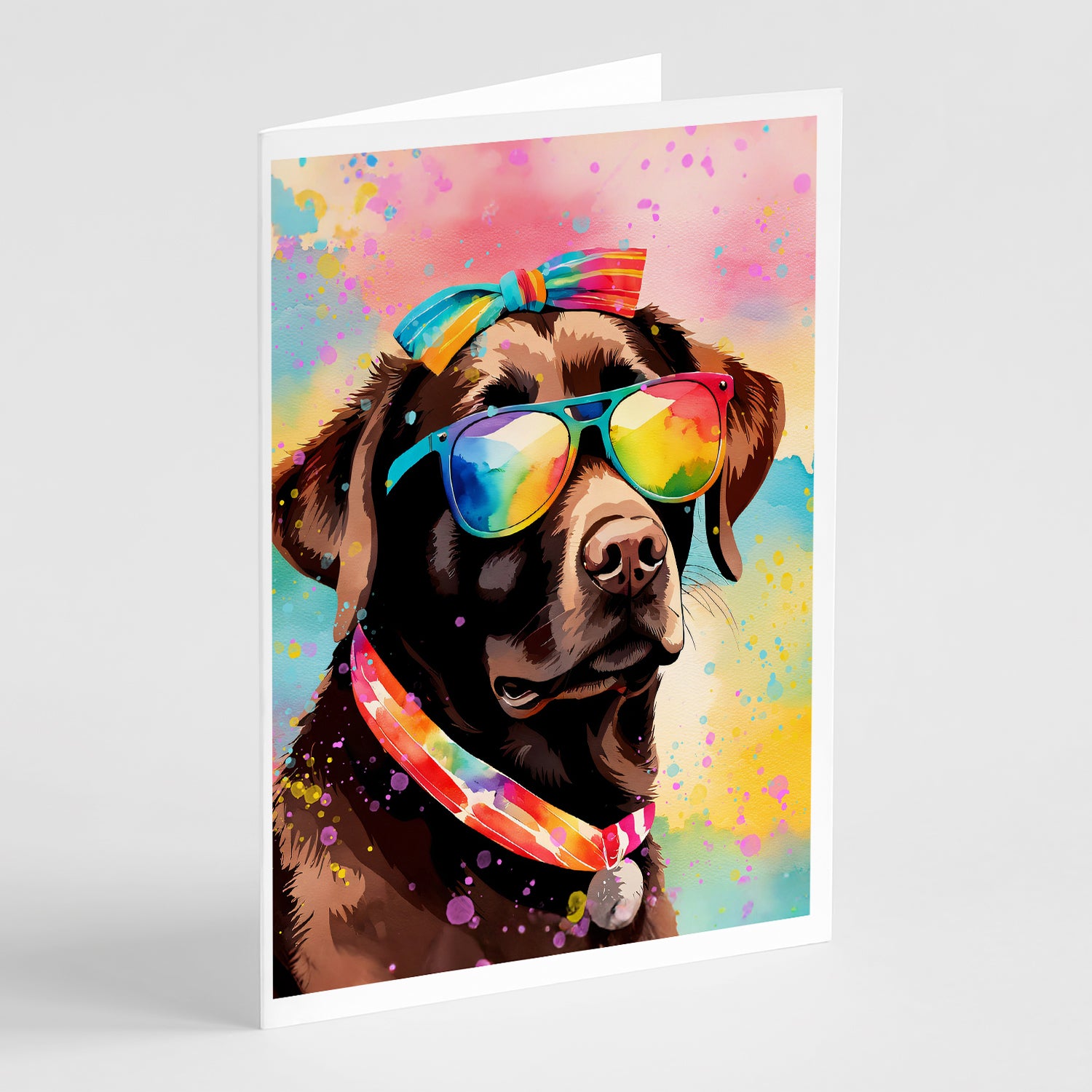 Buy this Chocolate Labrador Hippie Dawg Greeting Cards Pack of 8
