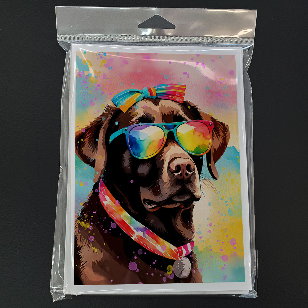 Chocolate Labrador Hippie Dawg Greeting Cards Pack of 8