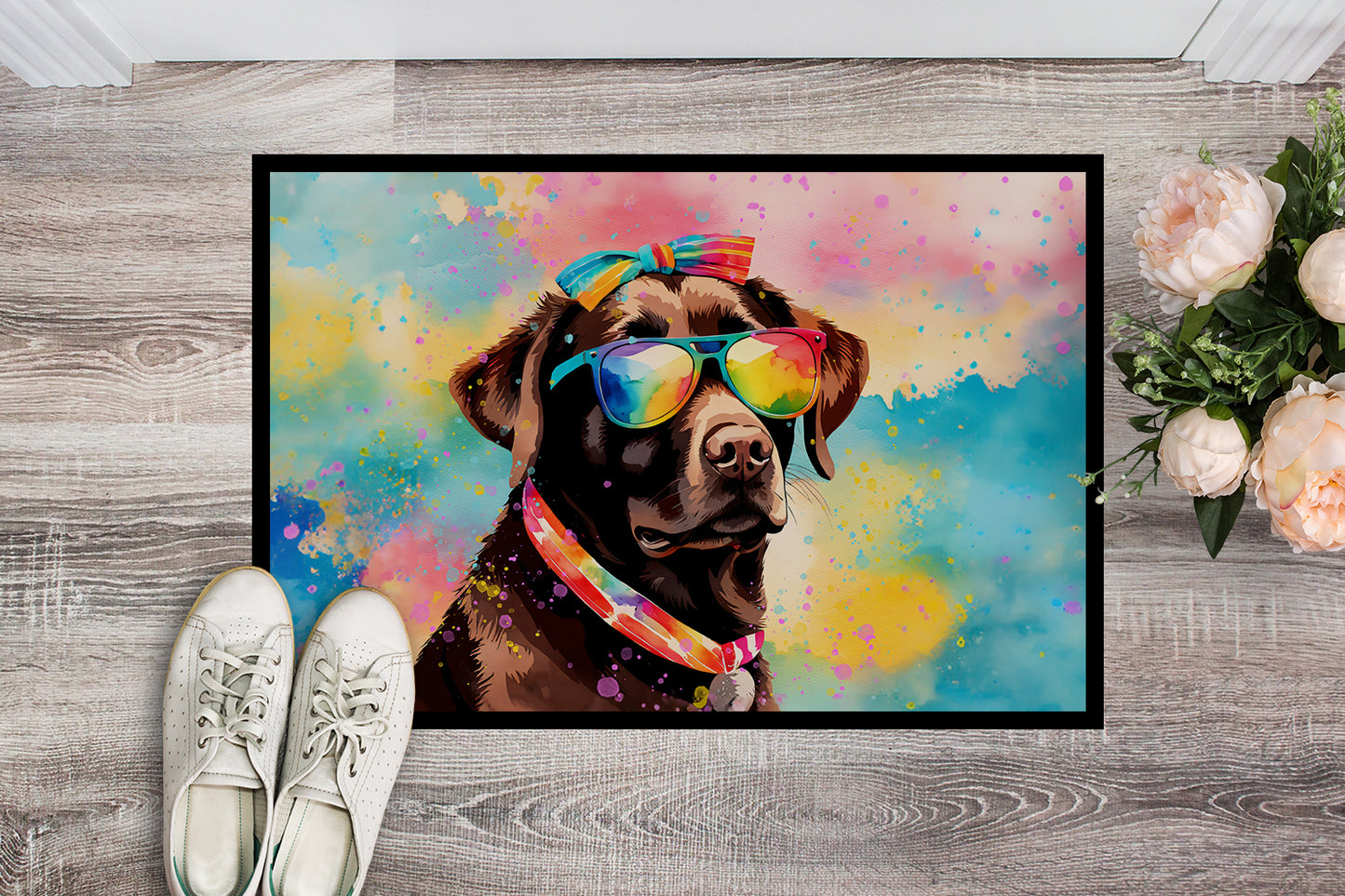 Chocolate Labrador Hippie Dawg Doormat