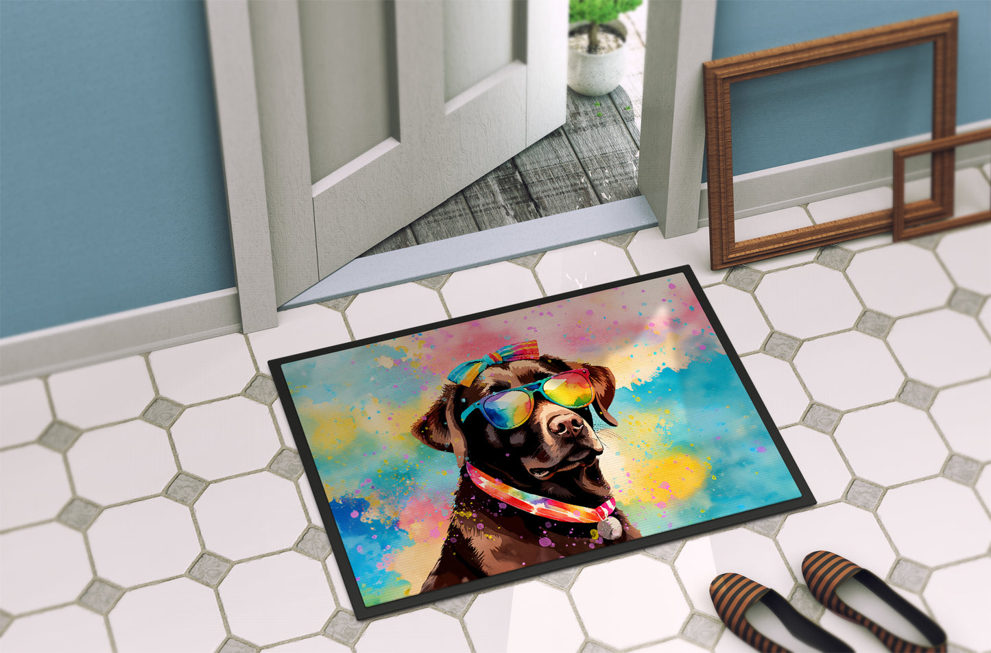 Chocolate Labrador Hippie Dawg Doormat