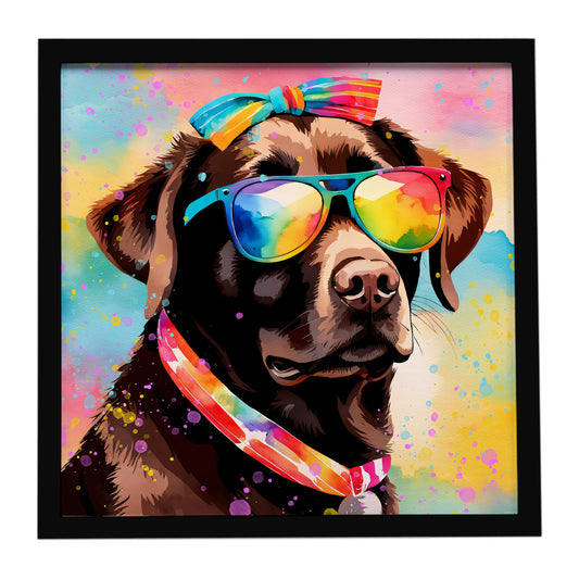 Buy this Chocolate Labrador Hippie Dawg Framed Metal Print