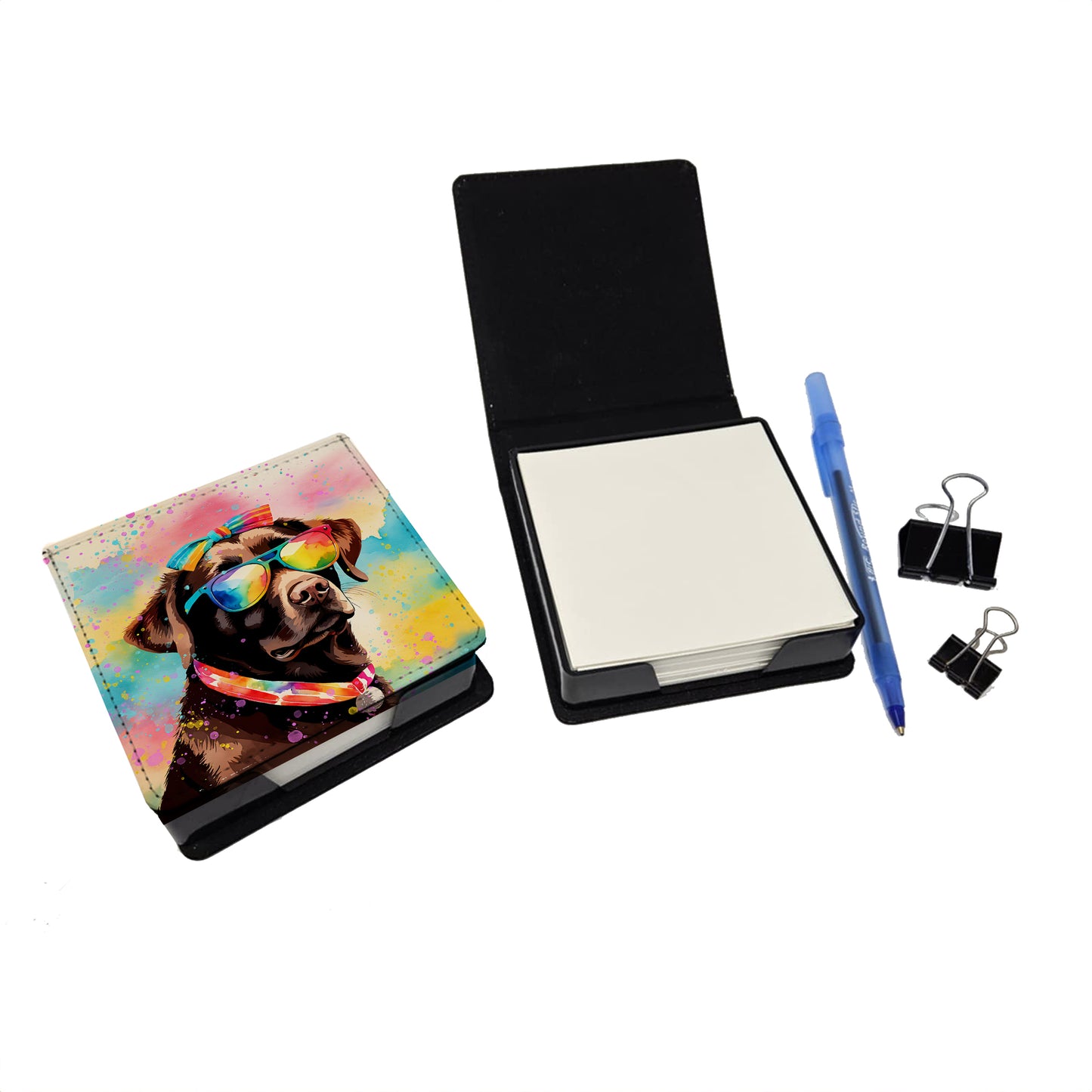 Chocolate Labrador Hippie Dawg PU Leather Note Paper Holder
