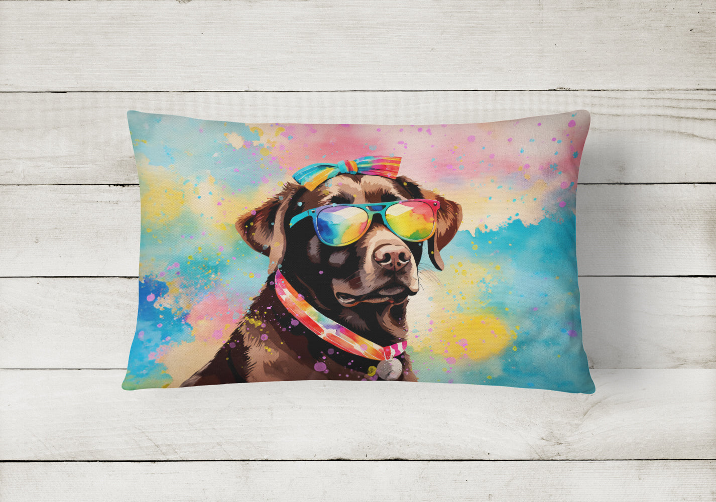 Chocolate Labrador Hippie Dawg Throw Pillow