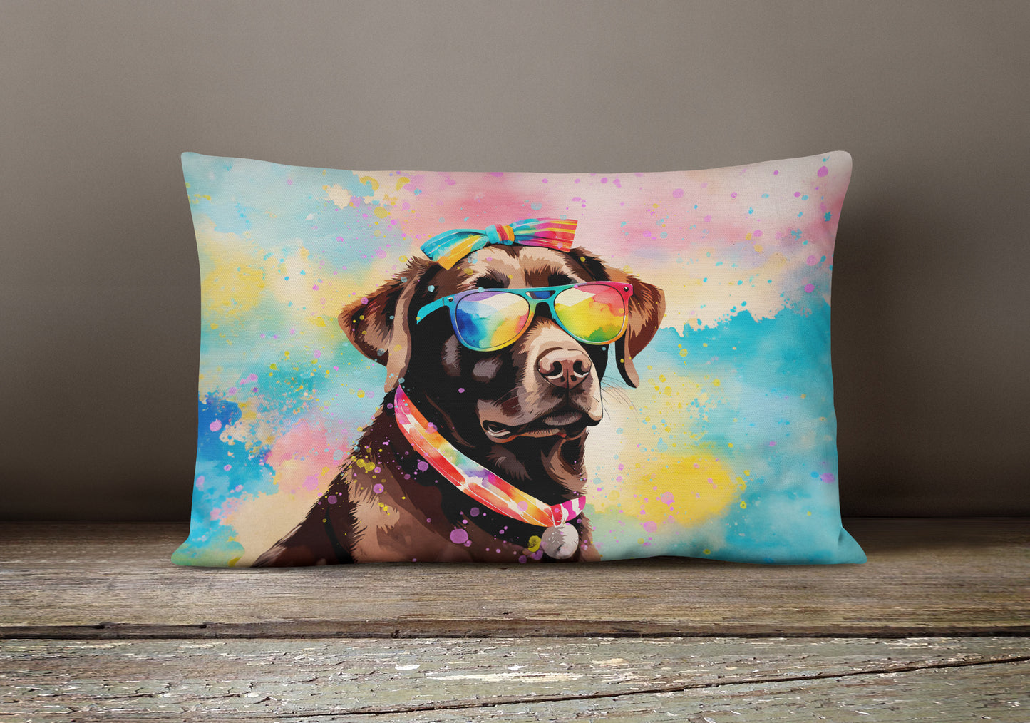 Chocolate Labrador Hippie Dawg Throw Pillow