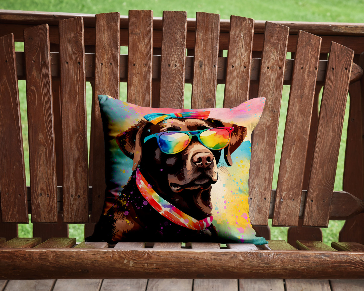 Chocolate Labrador Hippie Dawg Throw Pillow