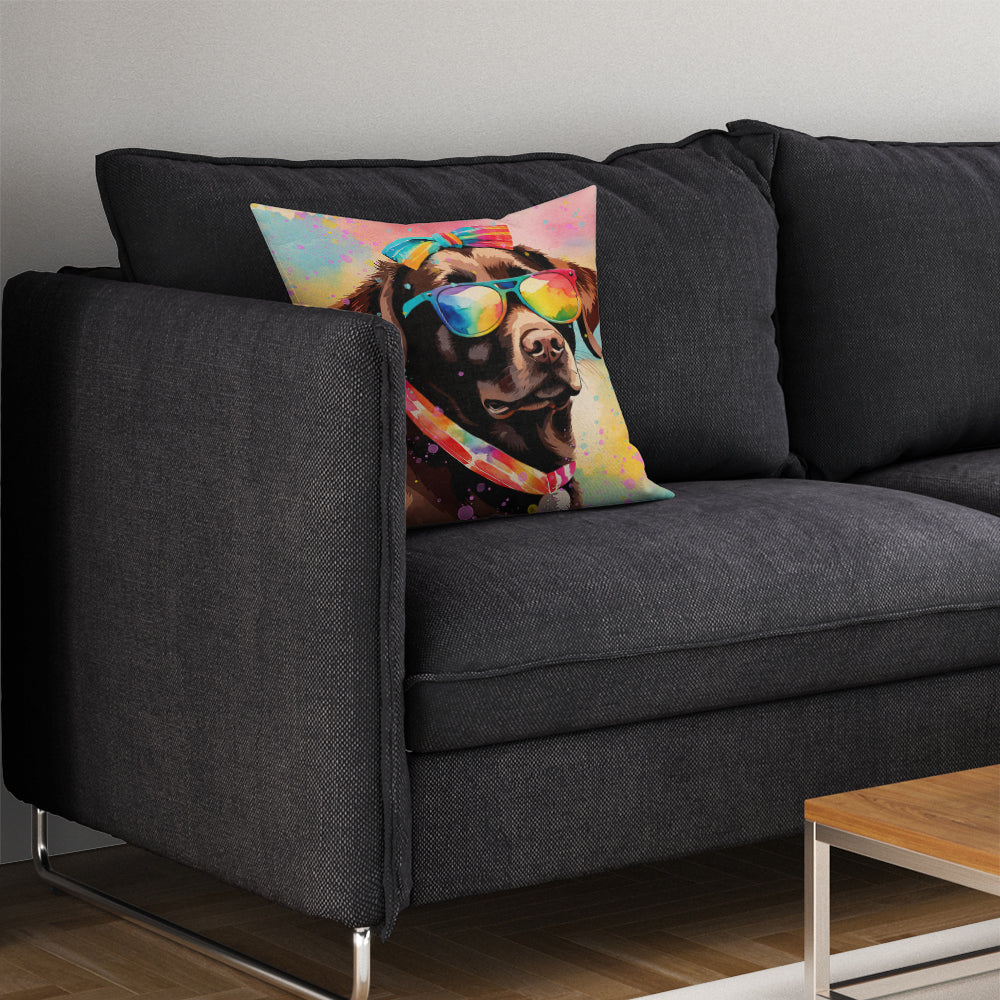 Chocolate Labrador Hippie Dawg Throw Pillow