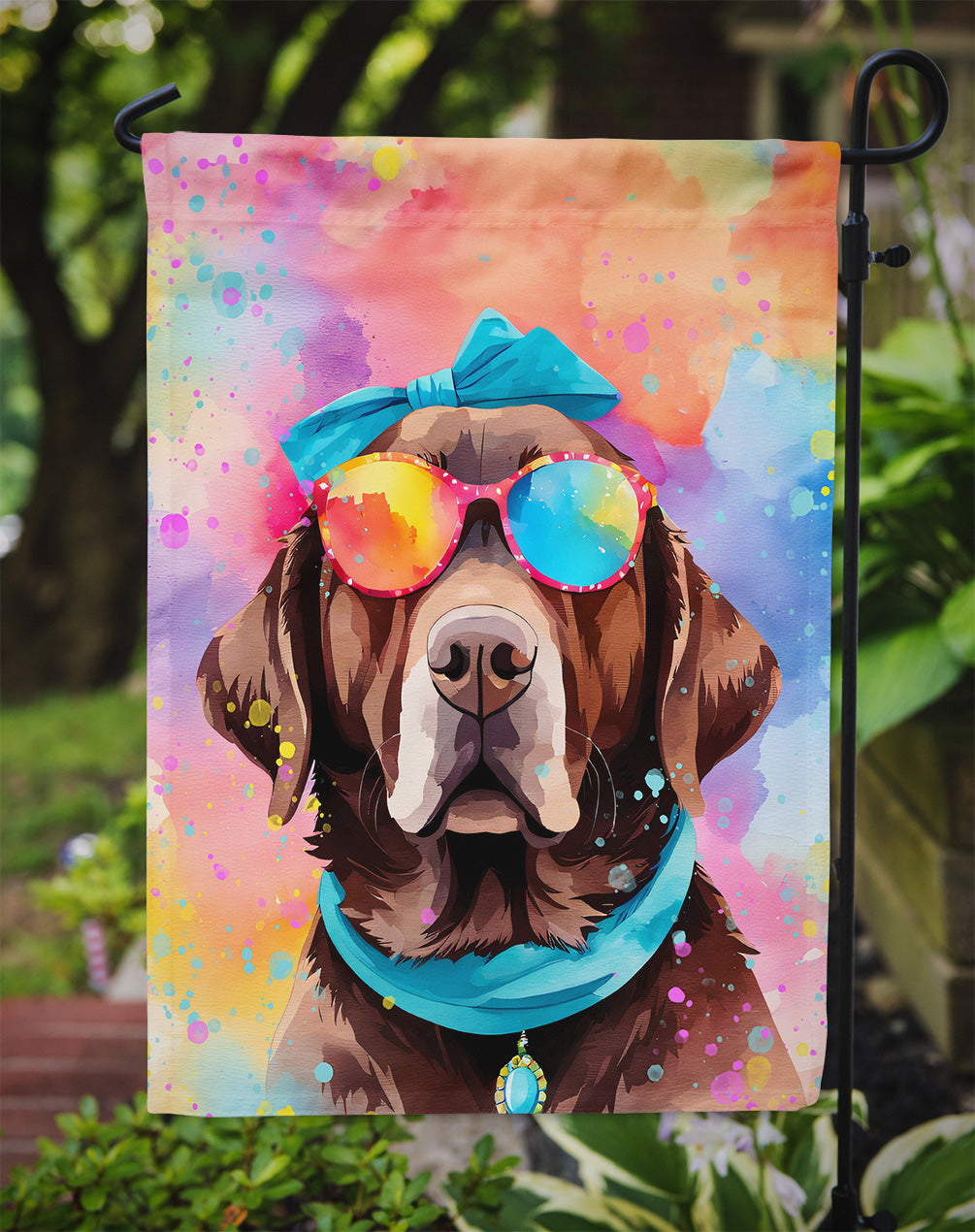 Chocolate Labrador Hippie Dawg Garden Flag