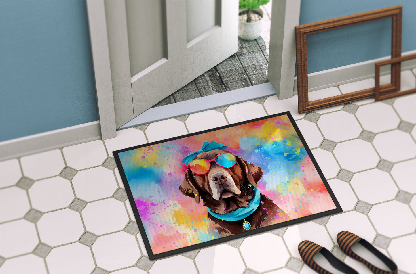 Chocolate Labrador Hippie Dawg Doormat