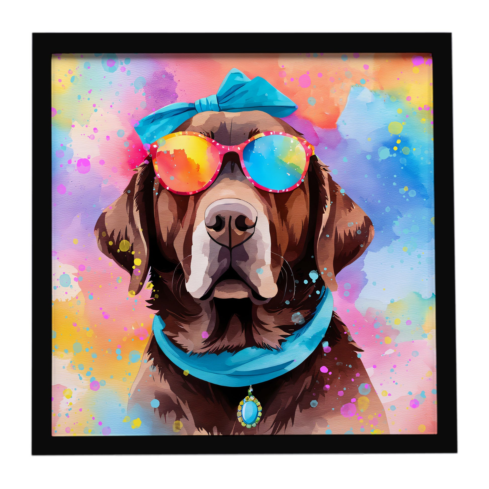Buy this Chocolate Labrador Hippie Dawg Framed Metal Print