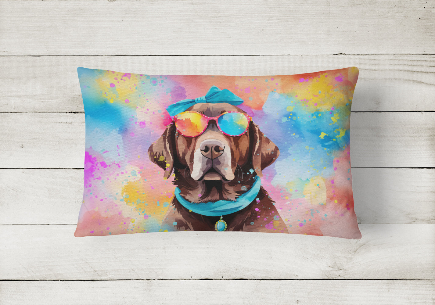 Chocolate Labrador Hippie Dawg Throw Pillow