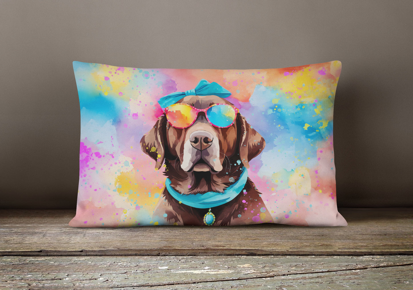 Chocolate Labrador Hippie Dawg Throw Pillow