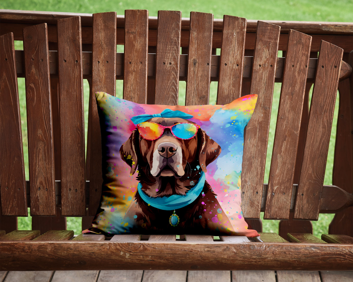 Chocolate Labrador Hippie Dawg Throw Pillow