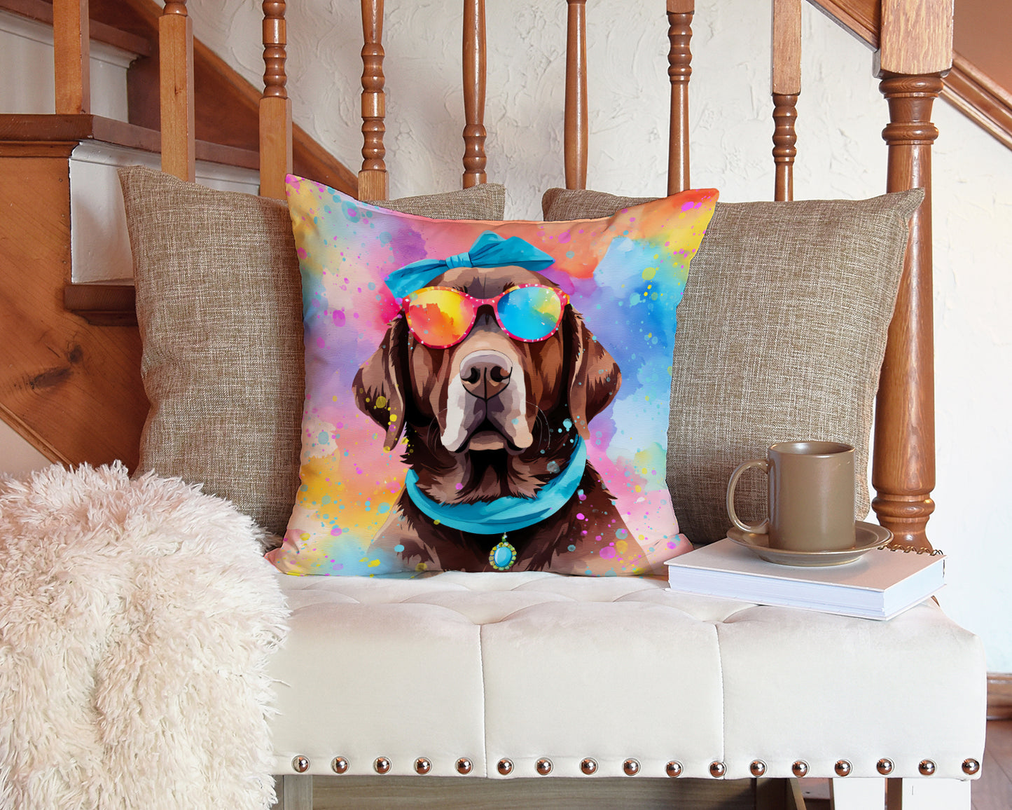 Chocolate Labrador Hippie Dawg Throw Pillow