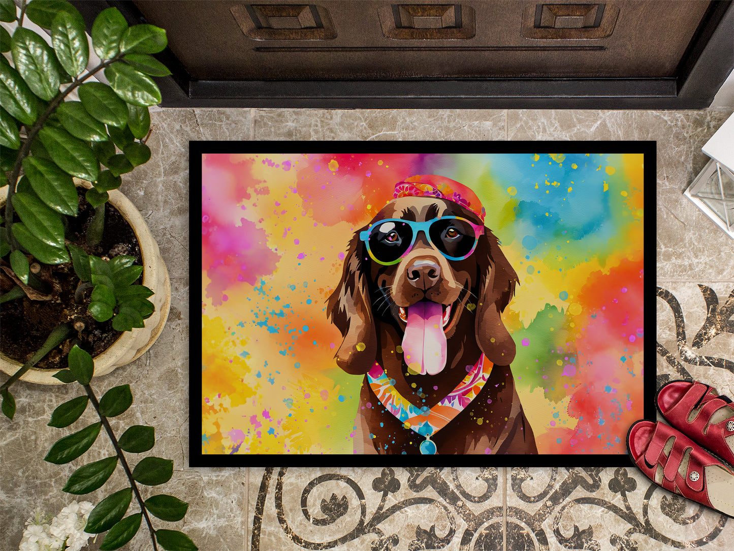 Chocolate Labrador Hippie Dawg Doormat