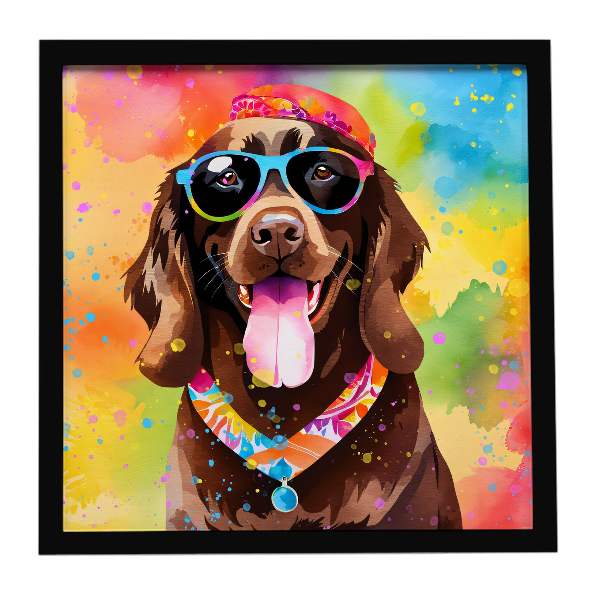 Buy this Chocolate Labrador Hippie Dawg Framed Metal Print
